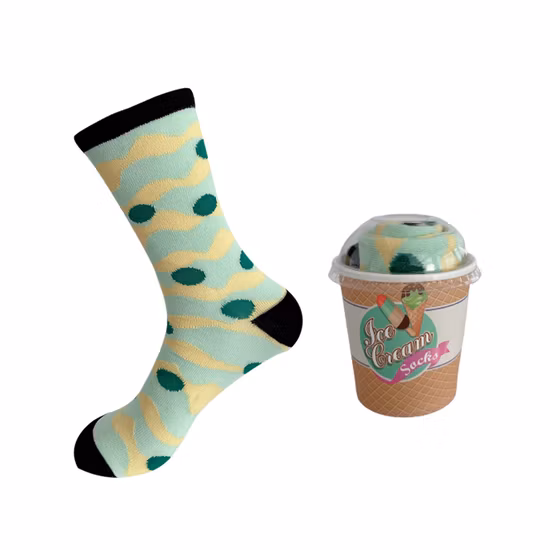 Crème glacée Drôle Stock Fabricants Coton Europe et États-Unis Chaussettes cadeaux personnalisées à mi-mollet Burger Pizza